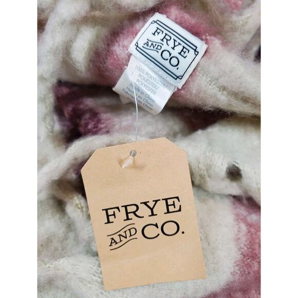 New! Frye Scarf Fringe Long Womens Cream Striped Large‎ Western Soft Fuzzy Knit - Picture 2 of 8